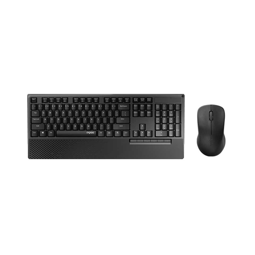 Rapoo X1960 Wireless Optical Mouse & Keyboard Spill Resistance Multimedia Hotkeys 1000DPI Black