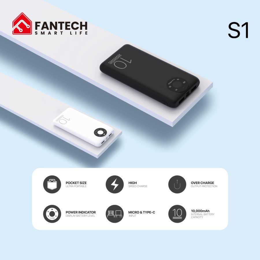 Fantech S1 10000mAh Portable Slim Type-C Mini Power Bank